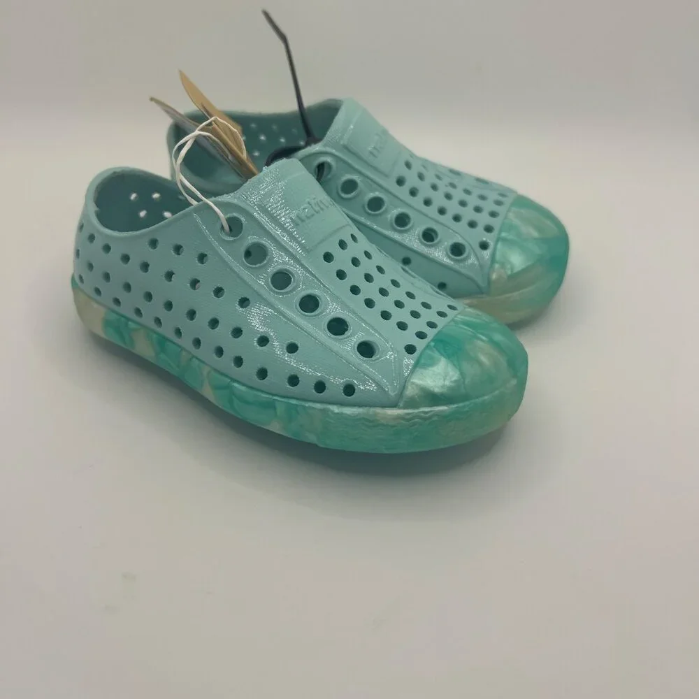 Native Jefferson Gloss Slip-On Shoes Piedmont Blue/Shell Minty Pearl c5